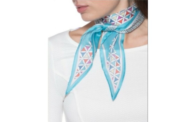  Womens Geo-print Kite Scarf, Turqaqua, One Size