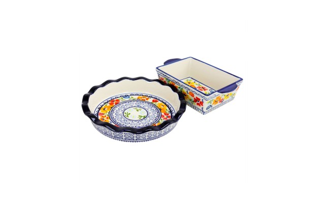 Gibson Elite Luxembourg 2 Piece Non-Stick Bakeware Set, Blue