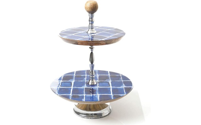  Mozambique 2 Tier Cake Stand, Wood