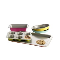 Gibson Home Color Splash Lyneham 5 Piece Non-Stick Steel Bakeware Set, Gray