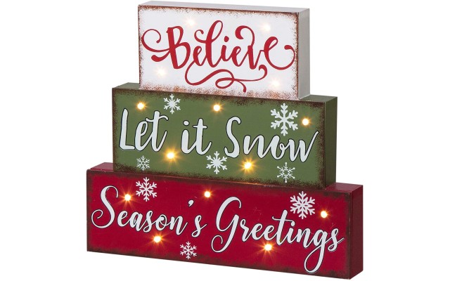  11.81″ L Christmas Wooden LED Lighted Block Word Sign 10 Bulbs