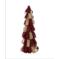 Glitzhome 17″ Plaid Fabric/Burlap Table Tree Decorative Figurine , Red