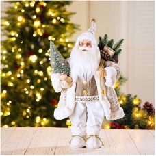 Glitzhome 18 in. H Christmas Santa Figurine, One Size, White