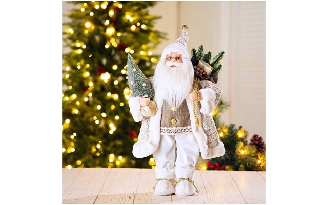  18 in. H Christmas Santa Figurine, One Size, White