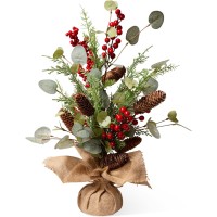 Glitzhome 20 in. Christmas Floral Table Tree Decor