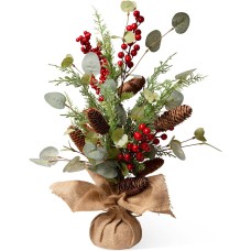 Glitzhome 20 in. Christmas Floral Table Tree Decor
