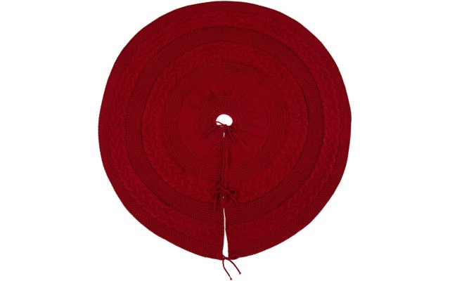  52″ D Knitted Acrylic Christmas Tree Skirt, Red