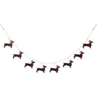 Glitzhome 6 Feet Metal Christmas Dog Garland, Red