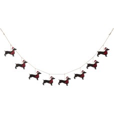 Glitzhome 6 Feet Metal Christmas Dog Garland, Red