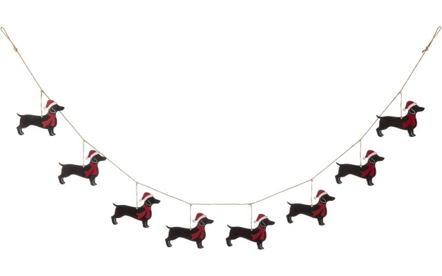  6 Feet Metal Christmas Dog Garland, Red