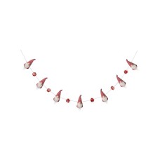 Glitzhome Christmas Gnome Garland, 6 Feet Red/White