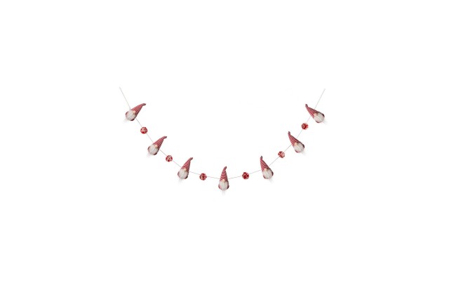  Christmas Gnome Garland, 6 Feet Red/White
