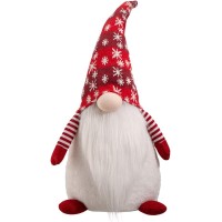 Glitzhome Christmas Gnome Standing Decor, Red, 25.59″