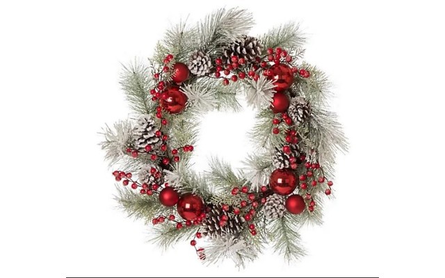  Flocked Pinecone Ornament Wreath