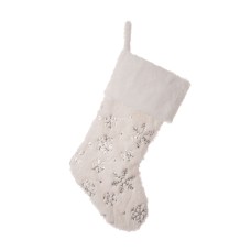 Glitzhome Plush with Snowflake Christmas Stocking