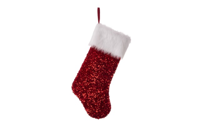  Sequin Christmas Stocking, Red