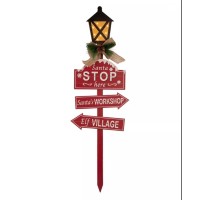 Glitzhome Wooden Christmas Yard Stake, with Led Light