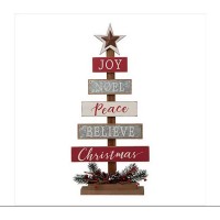 Glitzhome Wooden Sign Table Tree Decor, 20''