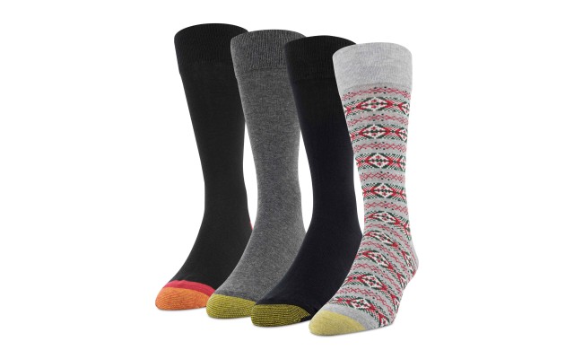  Mens Christmas Fairisle 4 Pack Holiday Crew Socks