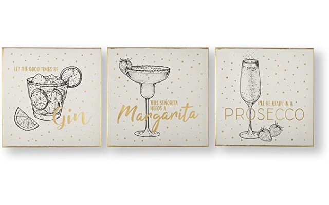Graham & Brown Drinks Collection Wall Art, Black/White/Gold