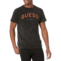 GUESS Men’s College Crewneck Short Sleeve Tee, Black, Large