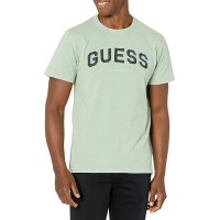 GUESS Men’s College Crewneck Short Sleeve Tee, Green, Large