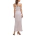  Womens Belted Side-Slit Dress, Beige/4