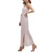  Womens Belted Side-Slit Dress, Beige/4