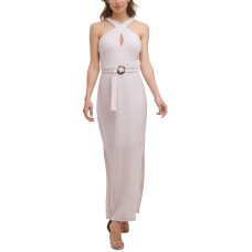 Guess Womens Belted Side-Slit Dress, Beige/4