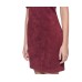  Womens Puff-Sleeve Faux-Suede Sheath Dress, Dark Red/12