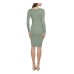 Womens Ribbed-Knit Midi Dress, Green/S