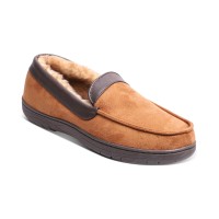Haggar Men's Faux-Shearling Venetian House Slippers, Brown, Large