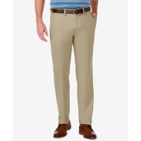 Haggar Men’s Cool 18 Pro Stretch Straight Fit Flat Front Dress Pants, Beige, 34×30