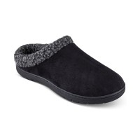 Haggar Men’s Rolled Collar Fleece-Lined Clogs, Black, Large