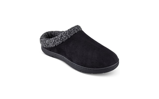  Men’s Rolled Collar Fleece-Lined Clogs, Black, Large