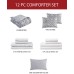  Maxson 12-Pc. Reversible King Comforter Set, Gray/White