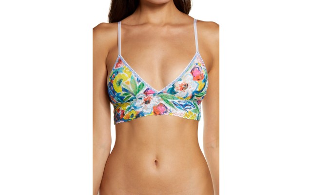  Printed Lace Bralette, Multi, Small