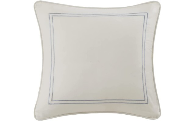  Modern Design Decorative Pillow Hypoallergenic Sofa Cushion Lumbar, Back Support, Square 16″ x 16″, Chelse, Satin,Blue/Ivory