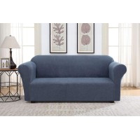 Harper Lane Striae Stretch Fit Sofa Slipcover, Blue