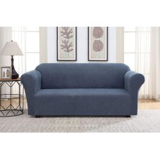 Harper Lane Striae Stretch Fit Sofa Slipcover, Blue