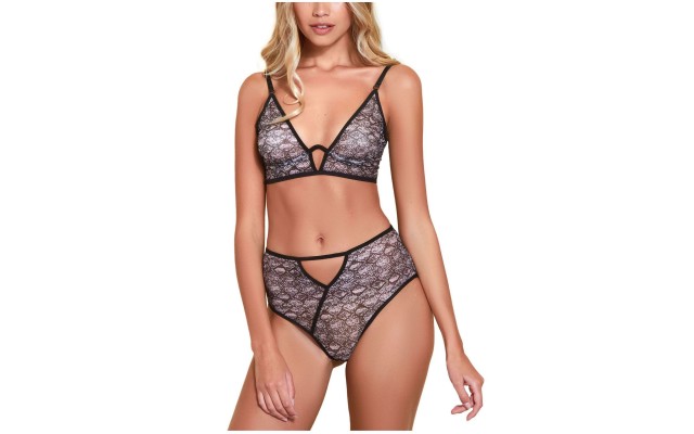 Women’s Printed Mesh V-Wire Bralette, Multi, Large