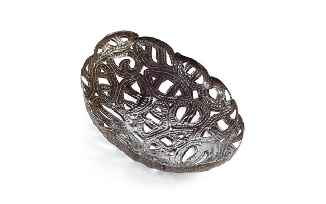 Heart of Haiti Claude Small Oval Metal Tray-Brown