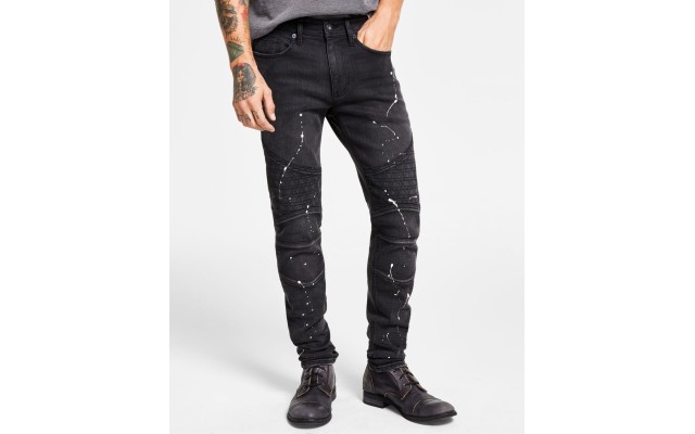  Mens Moto Super-Slim Fit Jeans, 31X32, Black