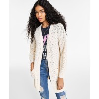 Hippie Rose Juniors’ Bubble Sleeve Cardigan, White/XS