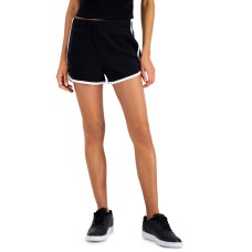 Hippie Rose Juniors’ Contrast-Trim Dolphin Shorts, Black, Large