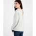  Juniors Cutout-Back Knit Top,White/Heather Grey,Large