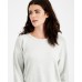  Juniors Cutout-Back Knit Top,White/Heather Grey,Large