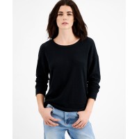 Hippie Rose Juniors Cutout-Back Knit Top, Black, Medium