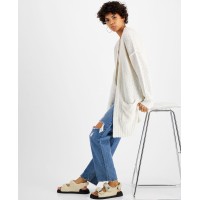 Hippie Rose Juniors Drop-Shoulder Open-Front Cardigans, White, Large