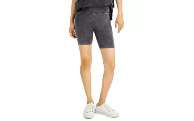  Juniors High-Rise Biker Shorts, Charcoal, Medium
